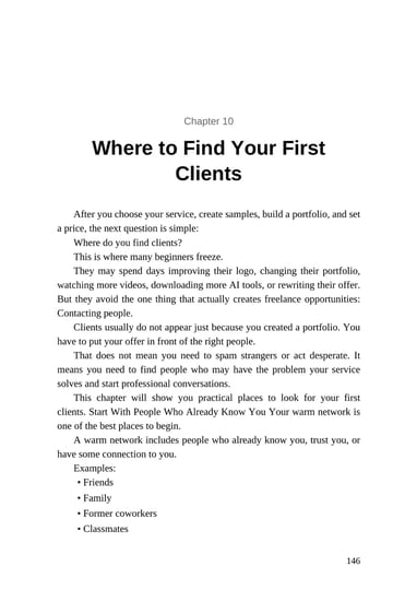 Chapter 10 · Where to Find Your First Clients · p. 146