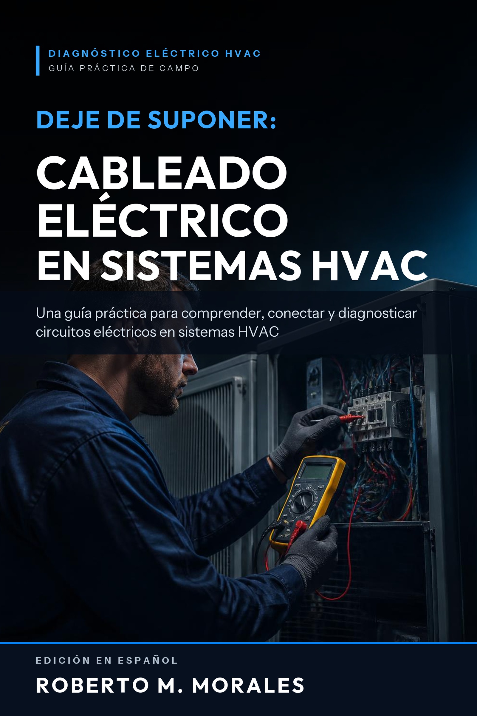 Front cover of Deje de Suponer: Cableado Eléctrico en Sistemas HVAC by Roberto M. Morales — Cableado eléctrico y diagnóstico de fallas en sistemas HVAC